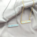MECYLIFE Rectangular Shape Pendant Blue Classic Opal Necklace for Ladies Stainless Steel Jewelry