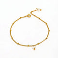 18K PVD Gold Plated Stainless Steel Fresh Water Pearl Bead Curb Chain Bracelet Vintage Style Gold Bracelet for Women Gift