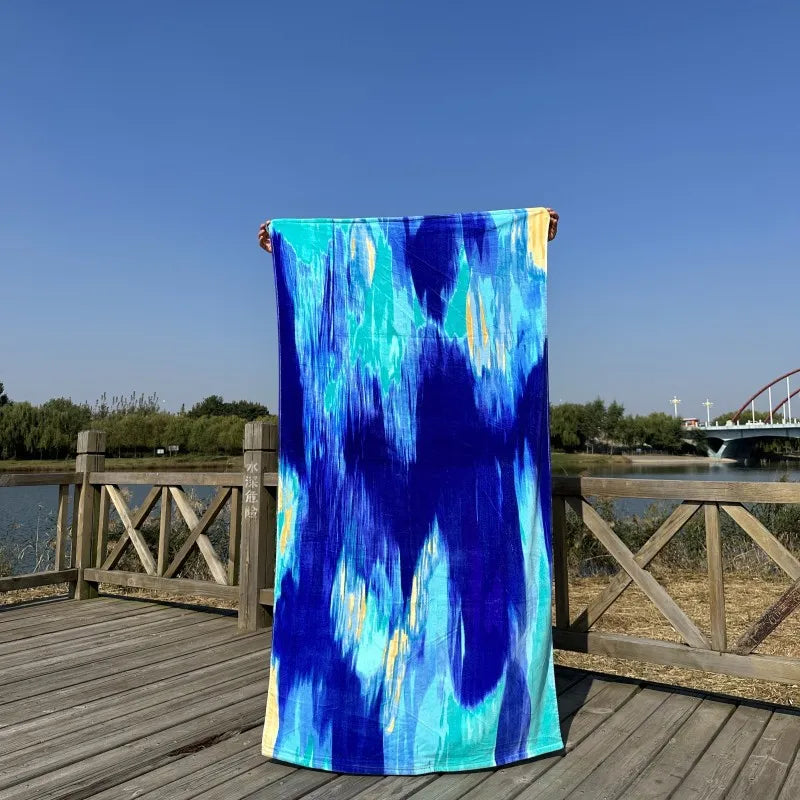 170*90Cm Sublimated Oversized Large Terry Luxury 100% Cotton Beach Towels With Swimming Pool Towel