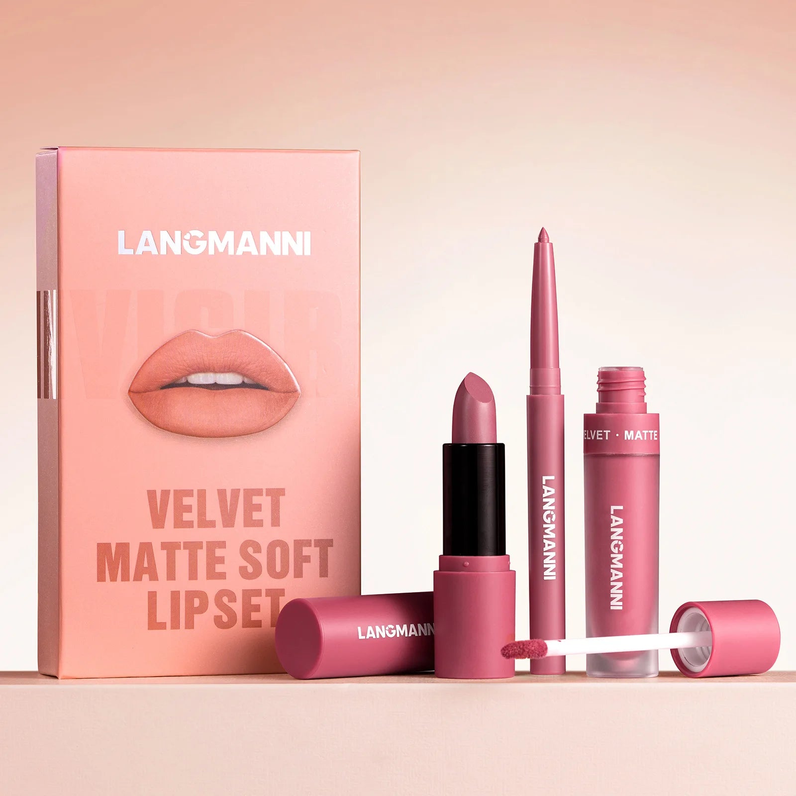 LANGMANNI New Six Colors Lip Set Lip Liner Lipstick Liquid Lipstick Set