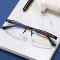 Retro Eyebrow Glasses Frame Anti Blue Light Myopia Eyeglasses Casual Half Frames Men Design Classic Flat Light Glasses Female