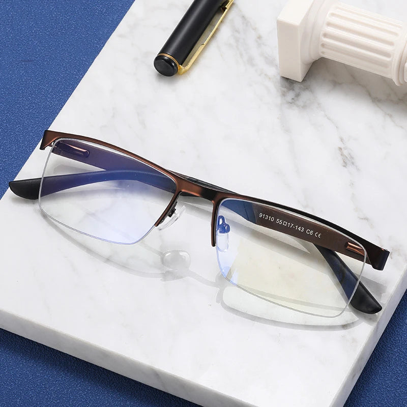 Retro Eyebrow Glasses Frame Anti Blue Light Myopia Eyeglasses Casual Half Frames Men Design Classic Flat Light Glasses Female