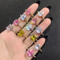 Customized 5A/8A CZ Princess Cut Sterling Silver 925 Gemstone Rings Unisex Engagement Wedding Rings Gift