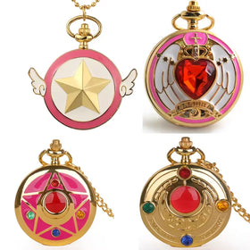 Popular Cute Cartoon Anime Kids Pocket Watch Fashion Quartz Pocket Watches Golden Necklace Pendant Gifts Pocket Watch for Gift