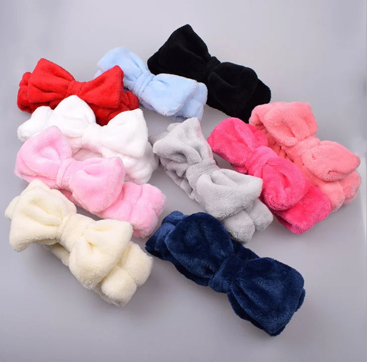 OEM Logo Women Bow HeadBands for Makeup Cosmetic Facial Shower Spa Elastic Hair Band Hairband Headband for Girls