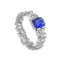 Luxury Rhodium Plated 925 Silver Emerald Zircon Bangles Royal Blue Fine Jewelry for Wedding & Party Gift