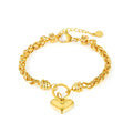 Wholesale Fashion Trendy Stainless Steel 18k Gold Plated Twist Rope Chain Bracelets Women Heart Suppliers