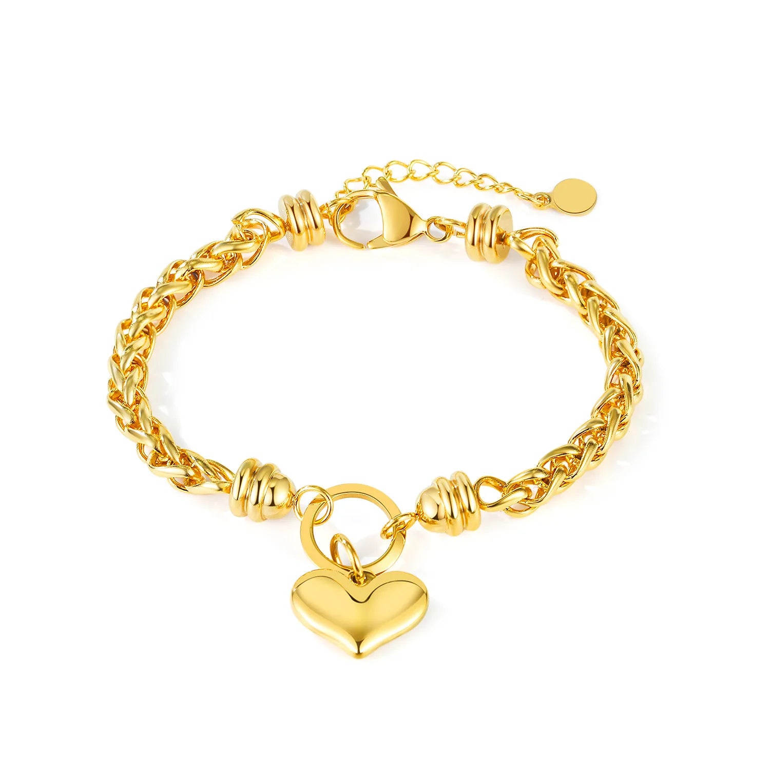 Wholesale Fashion Trendy Stainless Steel 18k Gold Plated Twist Rope Chain Bracelets Women Heart Suppliers