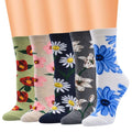 Wholesale Spring Fancy Daisy Floral Pattern Socks Women Novelty Trending Flower Cotton Crew Socks