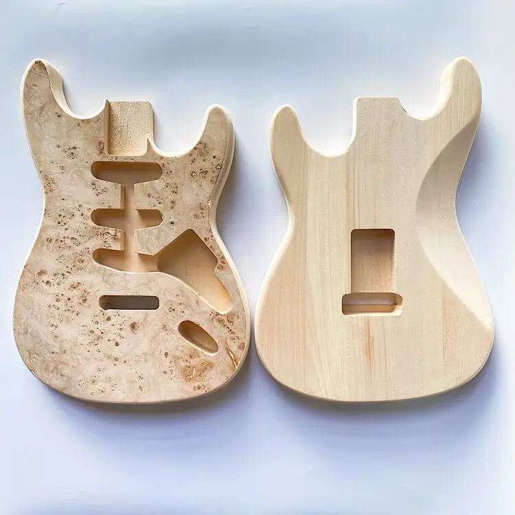 Unfinished Basswood Solid Body Guitar SSS ST Electric Guitar Body for Sale with Burl Top