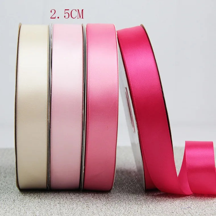 2.5cm Customized Satin Packing Ribbon Shiny  Grosgrain Ribbon Stain  Polyester Satin Ribbon
