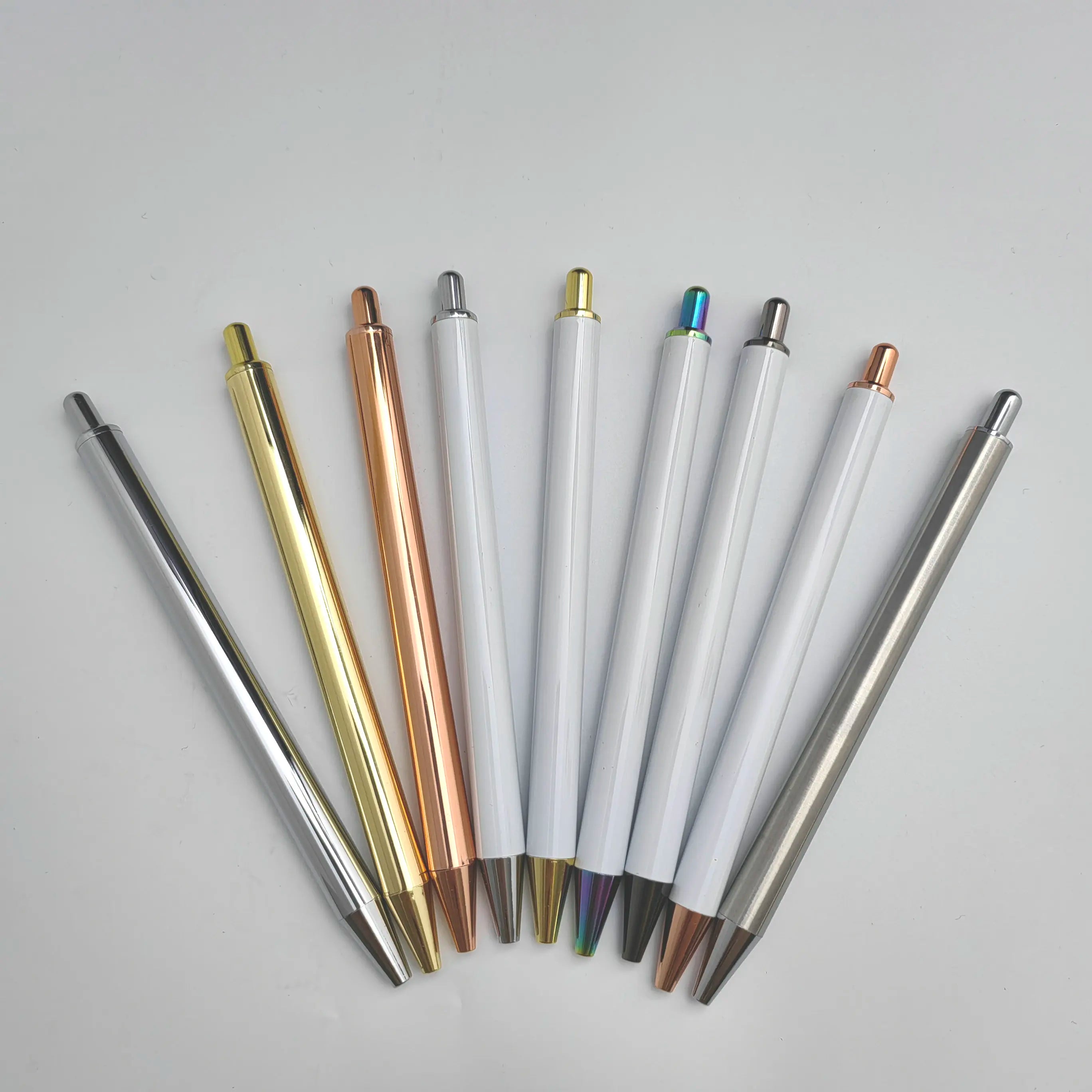 Push Retractable Click Stainless Steel Pen Customized Wedding Gift Diy Personalized White Gel Pen for UV DTF Wrap Non Clip