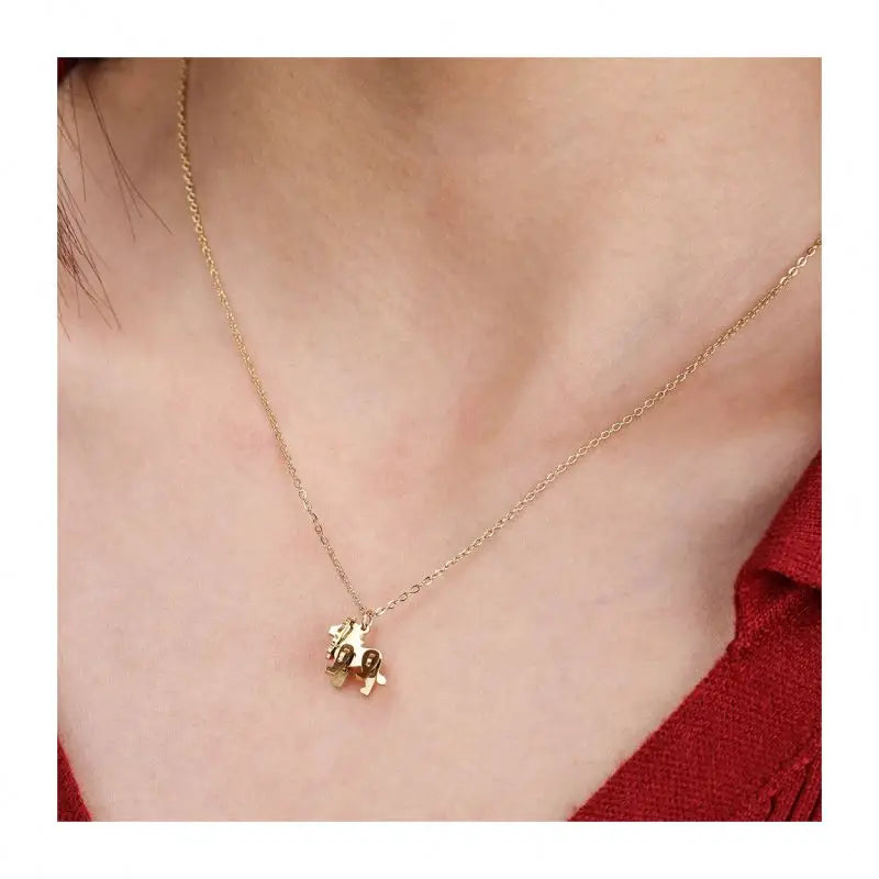 Chris April 316L Stainless Steel Gold Plated Animal Necklace Pendant for Men