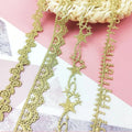 Wholesale Antique Gold Lace Trim Metallic Gold Lace Trim Wide Embroidery Lace Ribbon for Wedding Dress Encaje Dorado Renda Emas