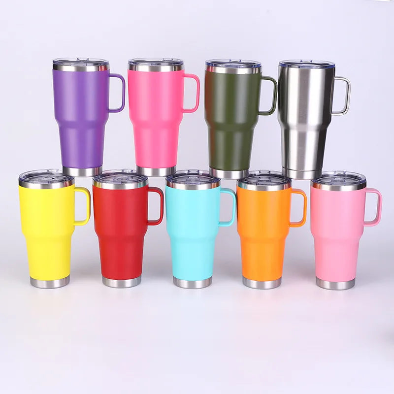 Hot Selling Cooler Mug 30oz 20oz Tumbler Cup Stainless Steel Thermo Cup 30 Ounces Original Tumbler with Handle Laser Custom Logo