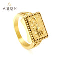Ason Fashion  Geometric Rings Nickle Free Waterproof Gold Plated Rings with 316 18k Gold Plated Stainless Steel  for Girls