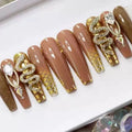 Newest Styles Trending 24pcs OEM Custom Coffin False Nail Glitter Artificial Finger Hand Made Press on Nails