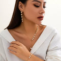 Vintage Punk Pig Nose Link Chain Pearl Pendant Necklace Earrings Bracelet Set Women Exquisite Party Jewelry Wedding Set Gift