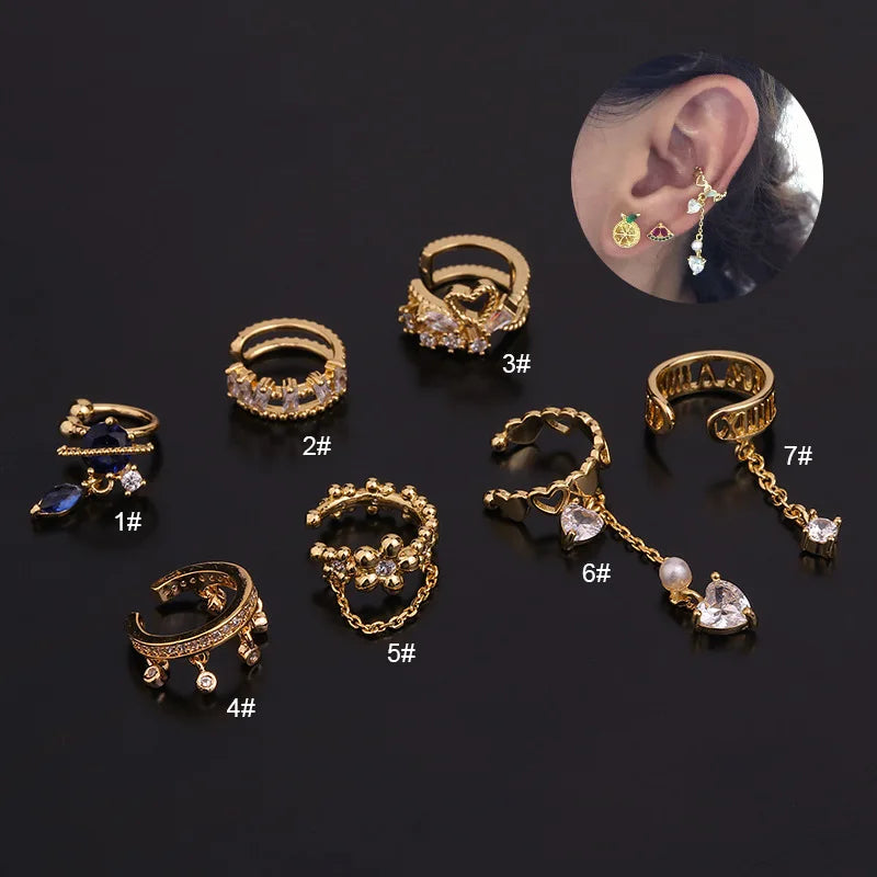 HOVANCI 3 2021 New Design Trendy Summer Zircon Jewelry Ear Cuff 18K Gold Plated Clip on Earrings Non Pierced Unisex