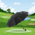 Luxury Automatic Golf Umbrella with Long Handle Customized Logo Modern Design Straight Fiber Umbrella Business Gift