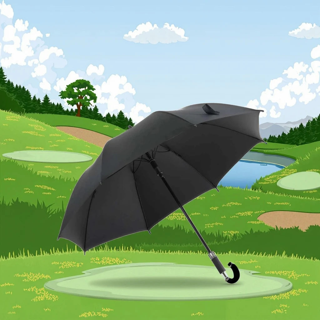 Luxury Automatic Golf Umbrella with Long Handle Customized Logo Modern Design Straight Fiber Umbrella Business Gift