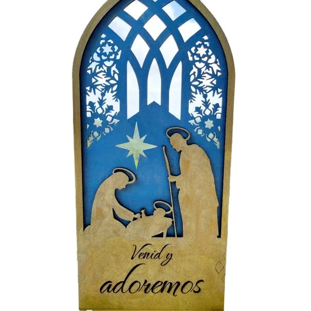 Custom Christian Christmas Christ Crafts Laser Cut Wooden Nativity Scene Birth of Jesus