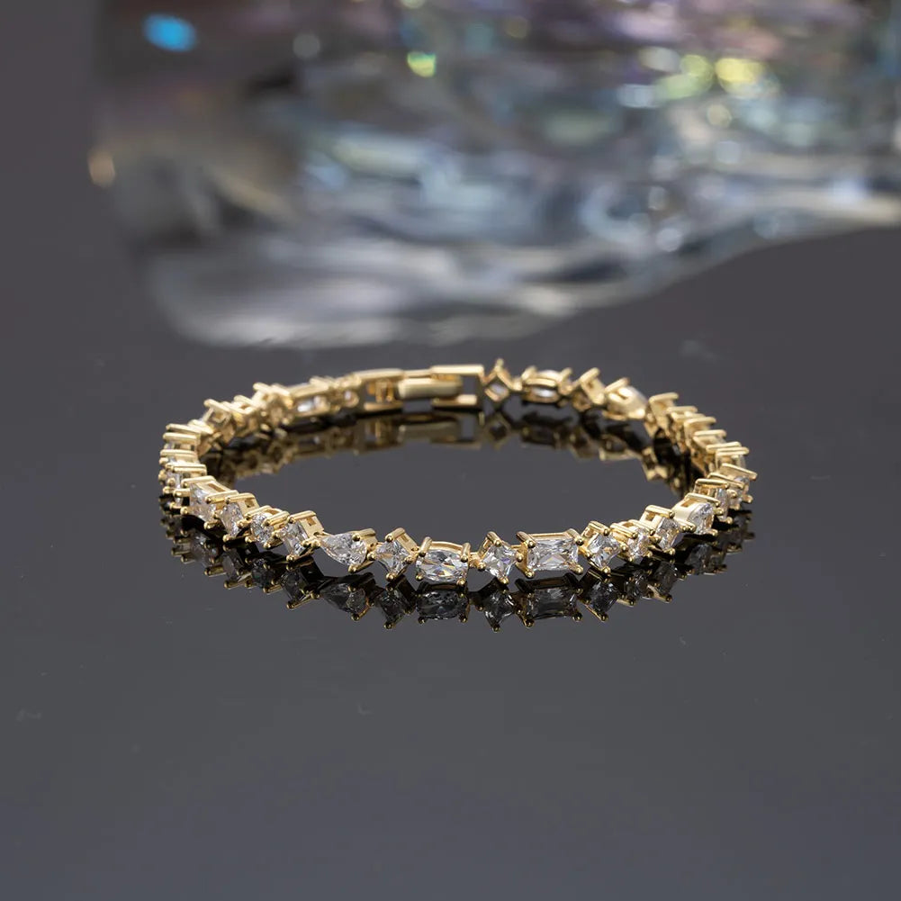 RINNTIN SB167 New Arrival Product Sterling Silver Cluster Cubic Zirconia CZ Statement Tennis Bracelet for Women