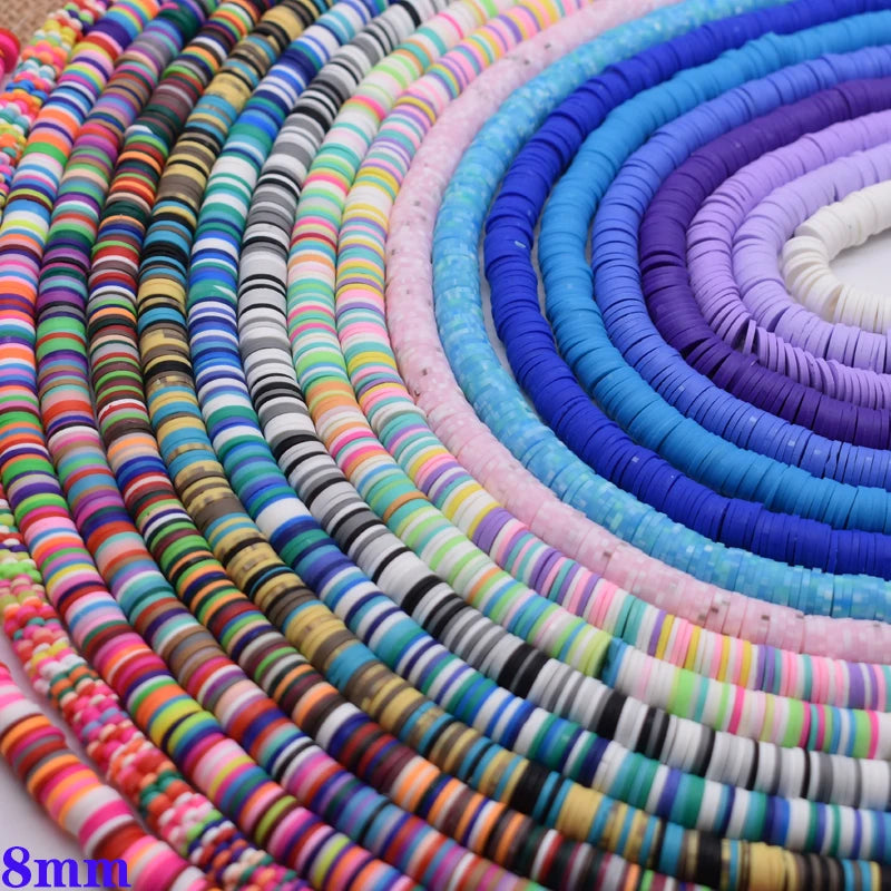 1x8mm Colorful Polymer Clay Disc Spacer Beads Round Shape Soft Clay Beads Hot Sell Ready to Ship Jewelry DIY  15"