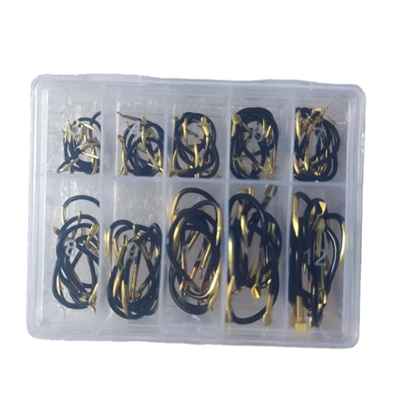 100pcs 3# - 12# 10 Sizes Steel Jig Hooks With Hole Fishing Tackle Set in Fly Fishhooks Jig Barbed for Fishing Accessories