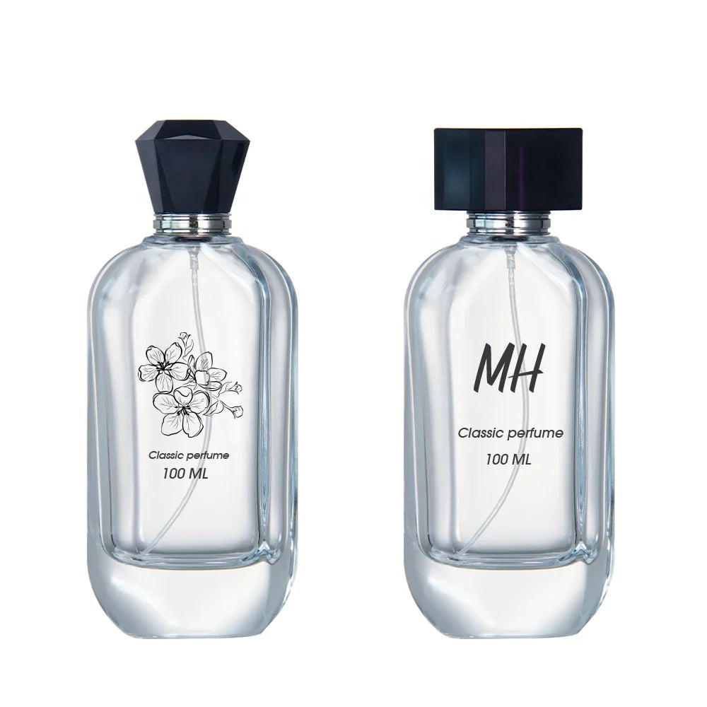 100ml New Design Flat Round clear Empty Glass Perfume Bottle with Lid and Sprayer
