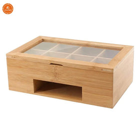 Large Empty Gift Box Custom Biodegradable Chocolate Packaging Bamboo Wooden Tea Box With Clear Window