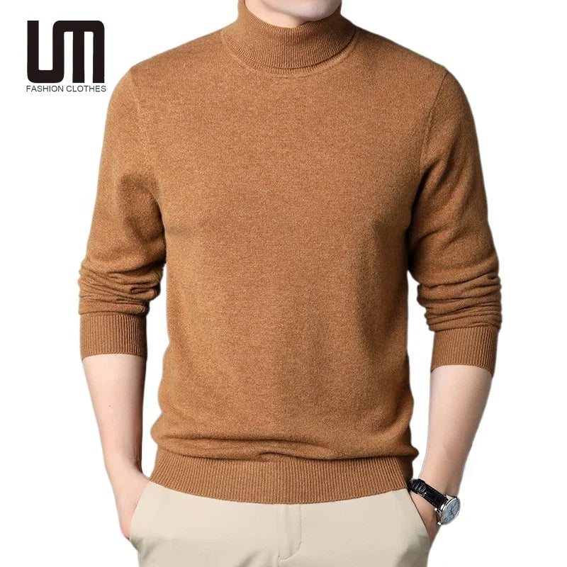Liu Ming Autumn Winter Collection Men's Casual Knitted Sweaters Long Sleeve Collar Solid Color Trending Styles