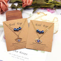 Turkish Devil Eye Necklace Set Trendy Blue Evil Eyes Pendant Gold Plating Christian Cardboard Hollow Dripping Oil Necklace