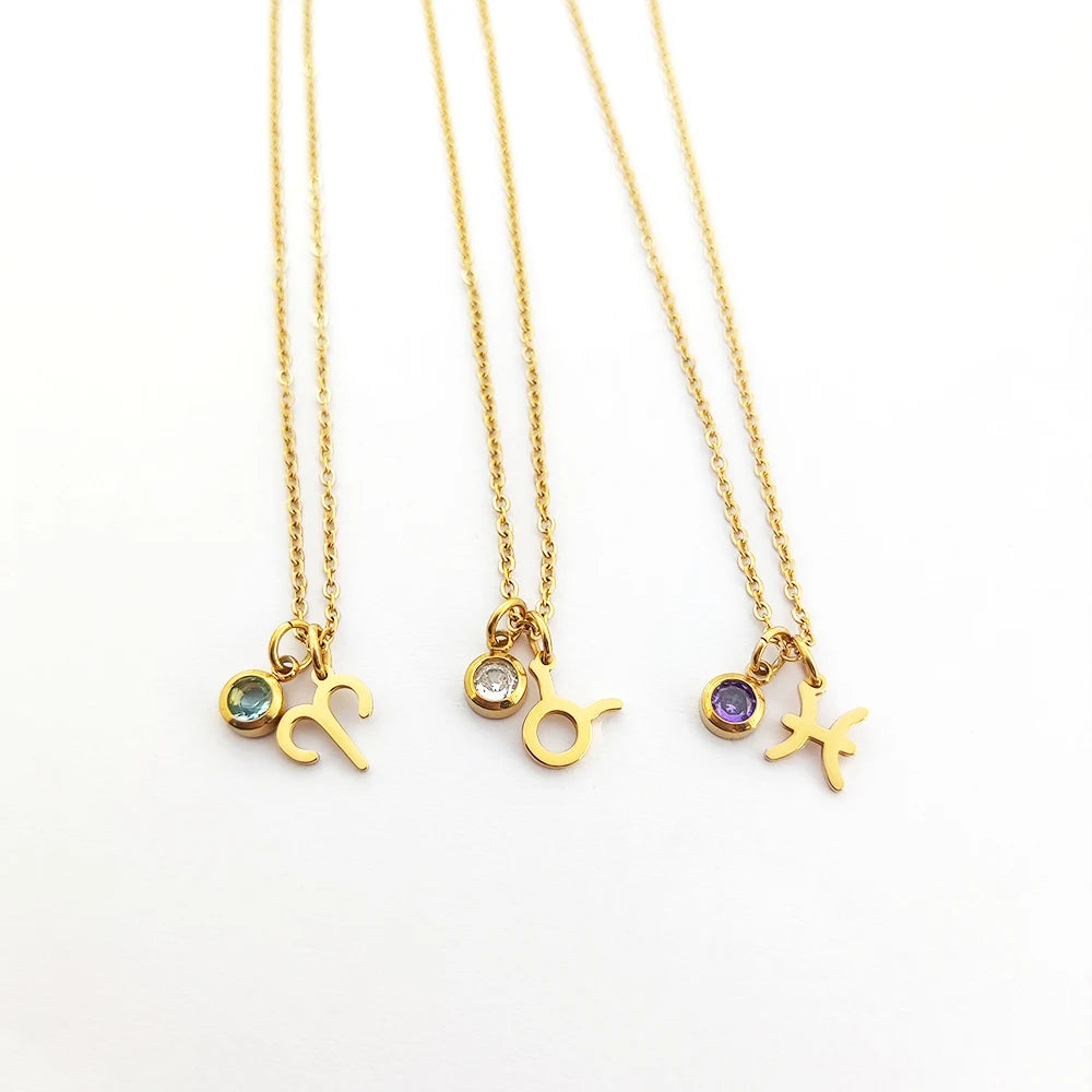 Premium Stainless Steel Gold Plated Necklaces Joyas Personalizadas Horoscope Necklace Gold Plated Horoscope Necklace