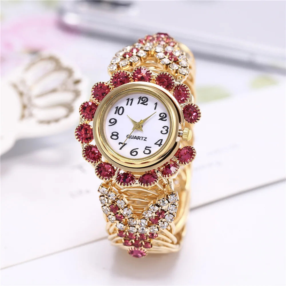 Luxury Vintage Women Watch Crystal Bracelet Quartz Watch Ladies Dress Wristwatches Female Clock (KWT2226)