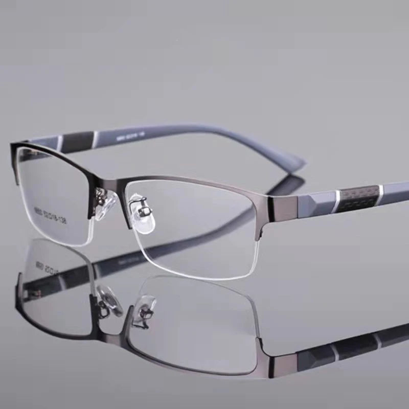 8850 Half Rim Alloy Half Frame Flexible Plastic TR90 Temple Legs Optical Eyeglasses Frame for Men and Women Eyewear