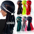 Hip Hop Rapper Two Tone Du Doo Do Rags Pirate Cap Long Tail Headwraps Silky Durag for Men Women 360 Wave