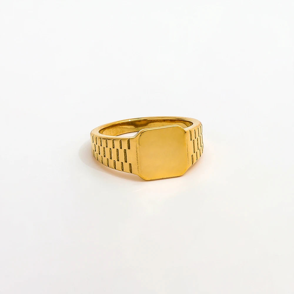 High End 18K PVD Gold Plated Trendy Plain Gold Geometric Finger Rings Stainless Steel Rings for Women Gold Jewelry