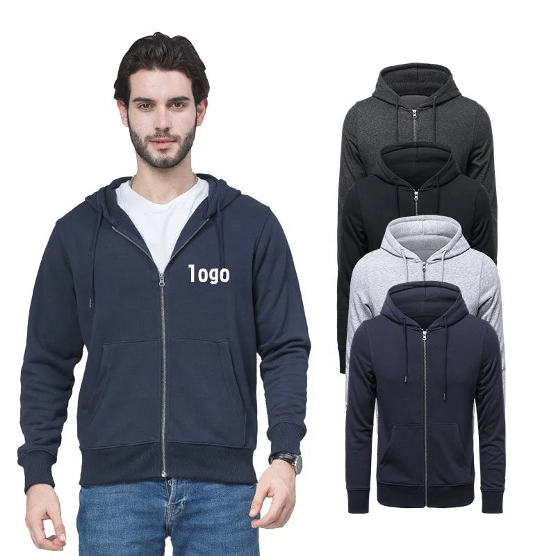 Factory Direct Fleece Cotton Custom Logo Men Streetwear Oversized Zip Hoodies Light Pullover Drop Shoulder Hoodies With Zipper
