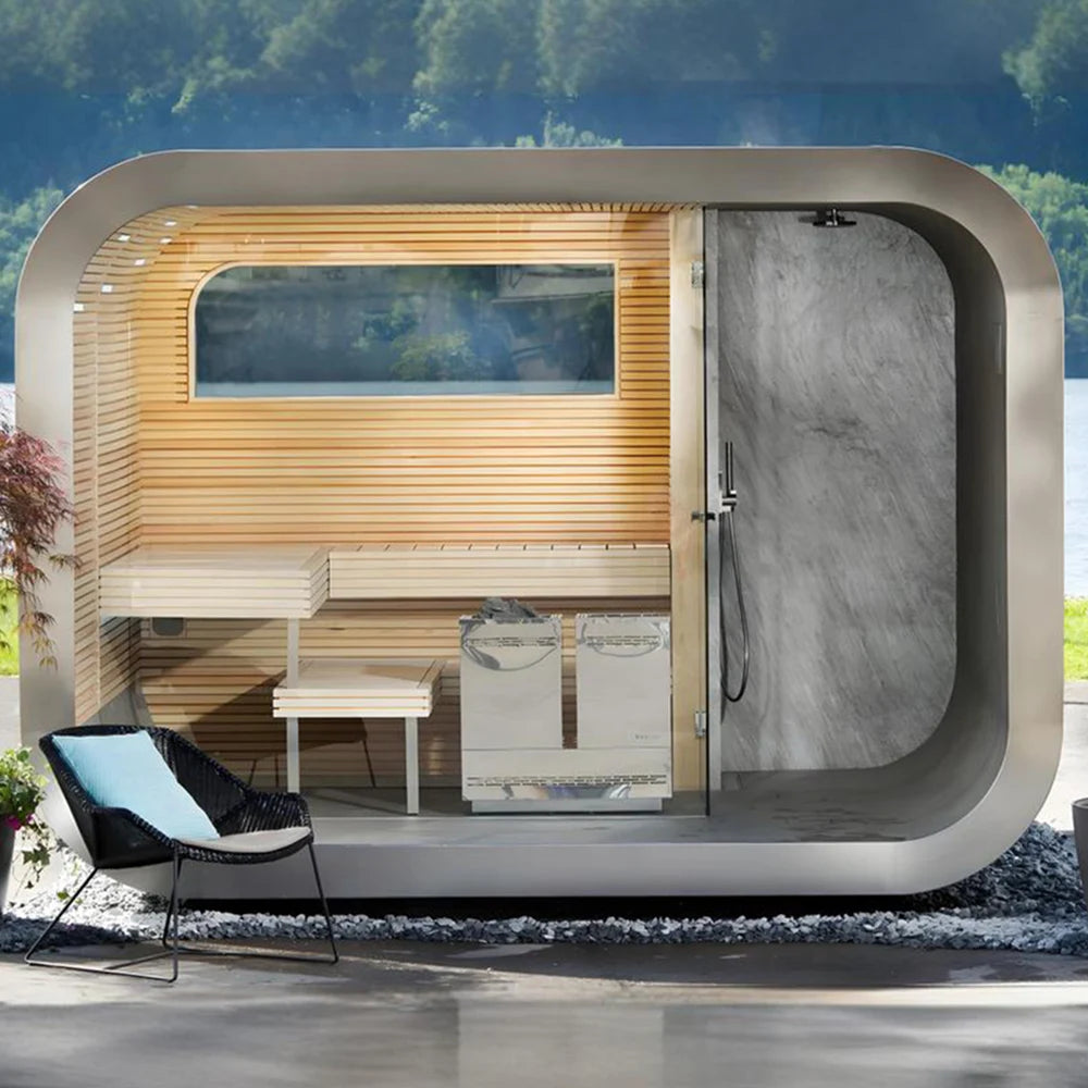 Smart Wi-Fi Controlled Outdoor Traditional Sauna Room High-Class Red Cedar 6000W Eco-Friendly for Modern Living Computer Control