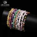 JD Wholesale Natural Stone Healing Crystal Bracelet Amethysts Tourmaline Gravel Adjustable Bracelets for Daily Wear