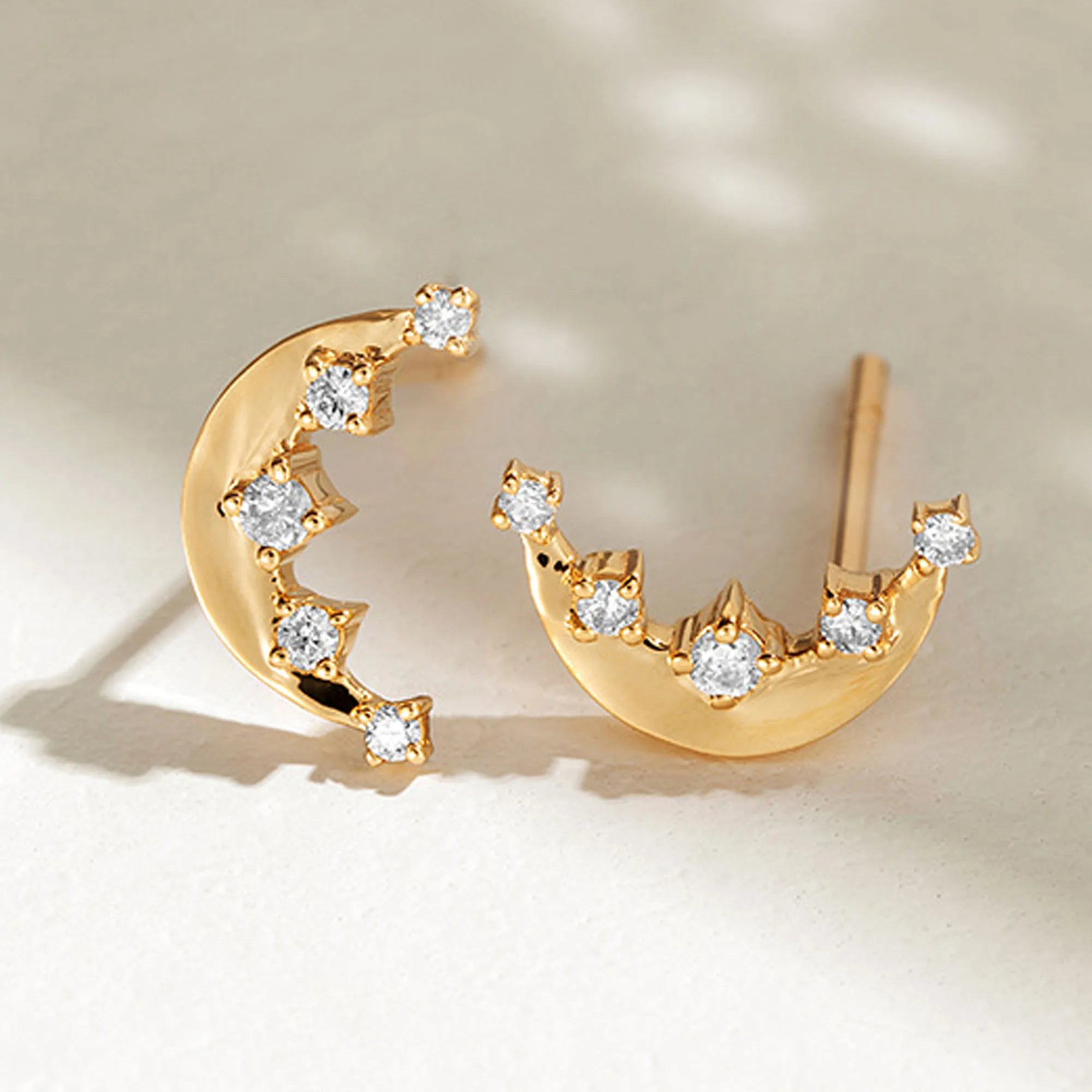 Gold Plated 925 Sterling Silver Cheap Fashion Jewelry Moon Earrings Wholesale