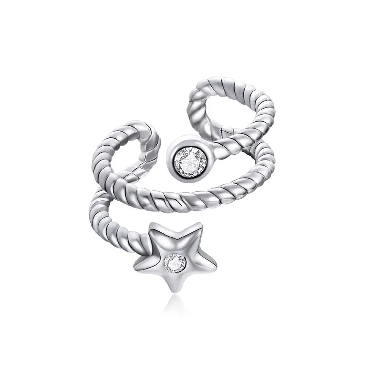 Qings 925 Sterling Silver Animal Shape Stud Earrings with Zircon Engagement Jewelry No Piercing Required