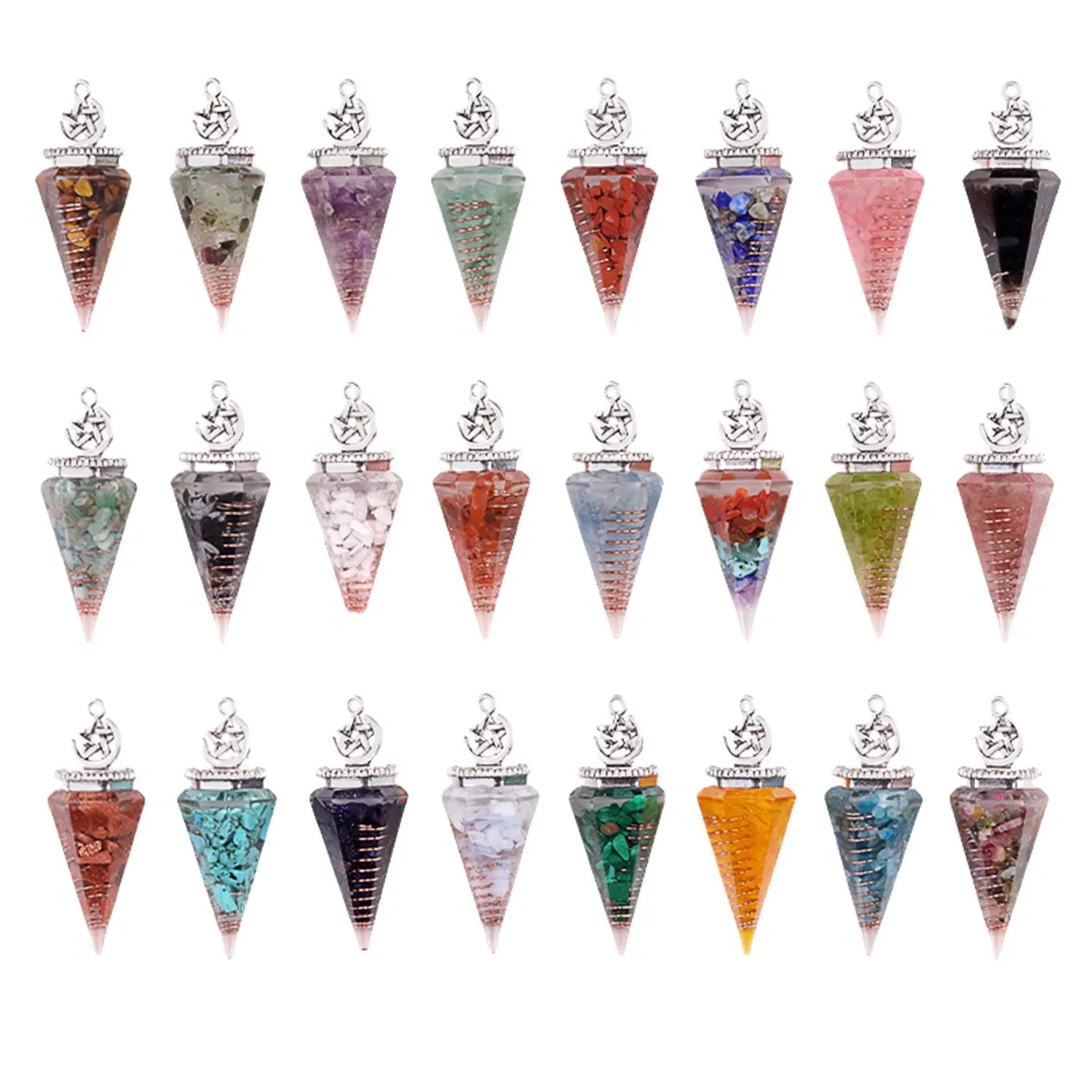 Wholesale Feng Shui for Love StyleTheme Resin Gravel Pendulum Hexagonal Cone Crystal Gemstone Agate Stone Crafts Gift