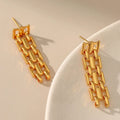 Ladies Fashion Chic Copper 18k Gold Plated Watch Band Chain Dangle Drop Earring for Women