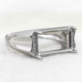 Sterling Silver 8*14mm Semi Mount Men's Ring Frame Empty Blank Claw Setting S925 Base Holder Without Center Stone for DIY Inlay