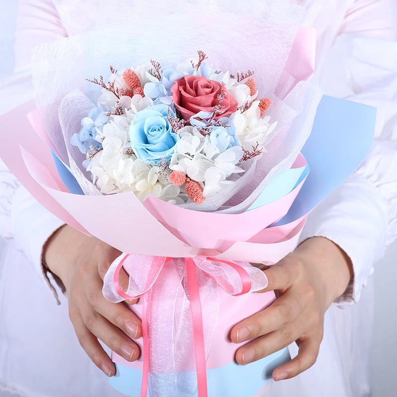 Beautiful Real Preserved Rose Bouquet-Romantic Gift Box for Father's Day Easter & Graduation Home Decor