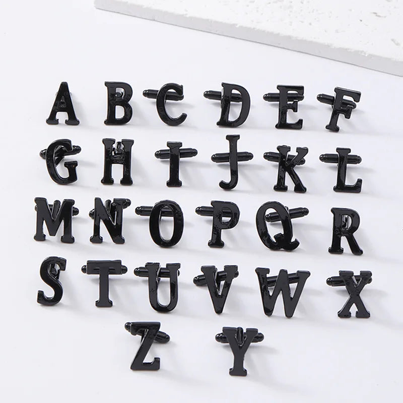 Hot Selling Geometric Creative Black Letters Cufflinks Men's Shirt Fashion Casual Alloy Cufflinks