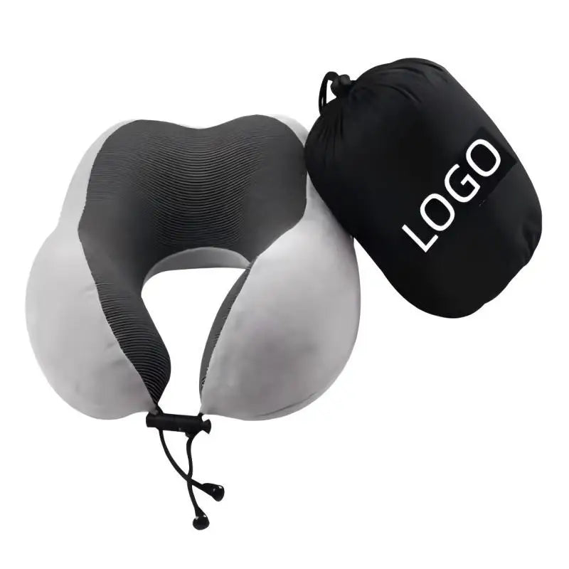 Custom Cooling Wearable U-Shaped Memory Foam Travel Neck Pillow with Mobile Phone Stand for Airplanes