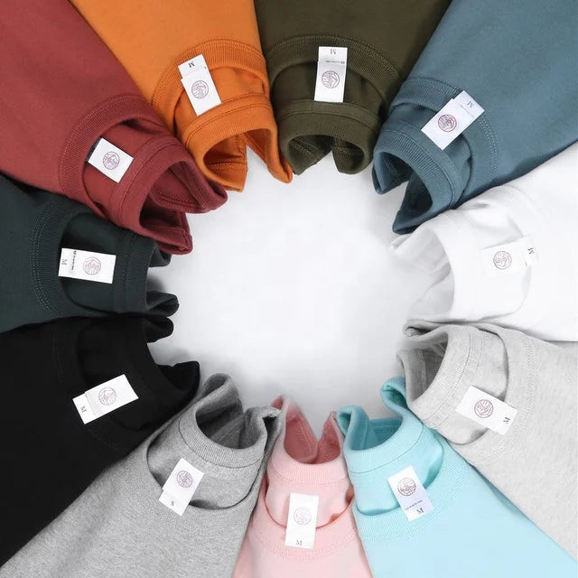 Fashion 300 Gsm 100% Cotton 11 Colors Solid O-neck Short Sleeve t Shirts